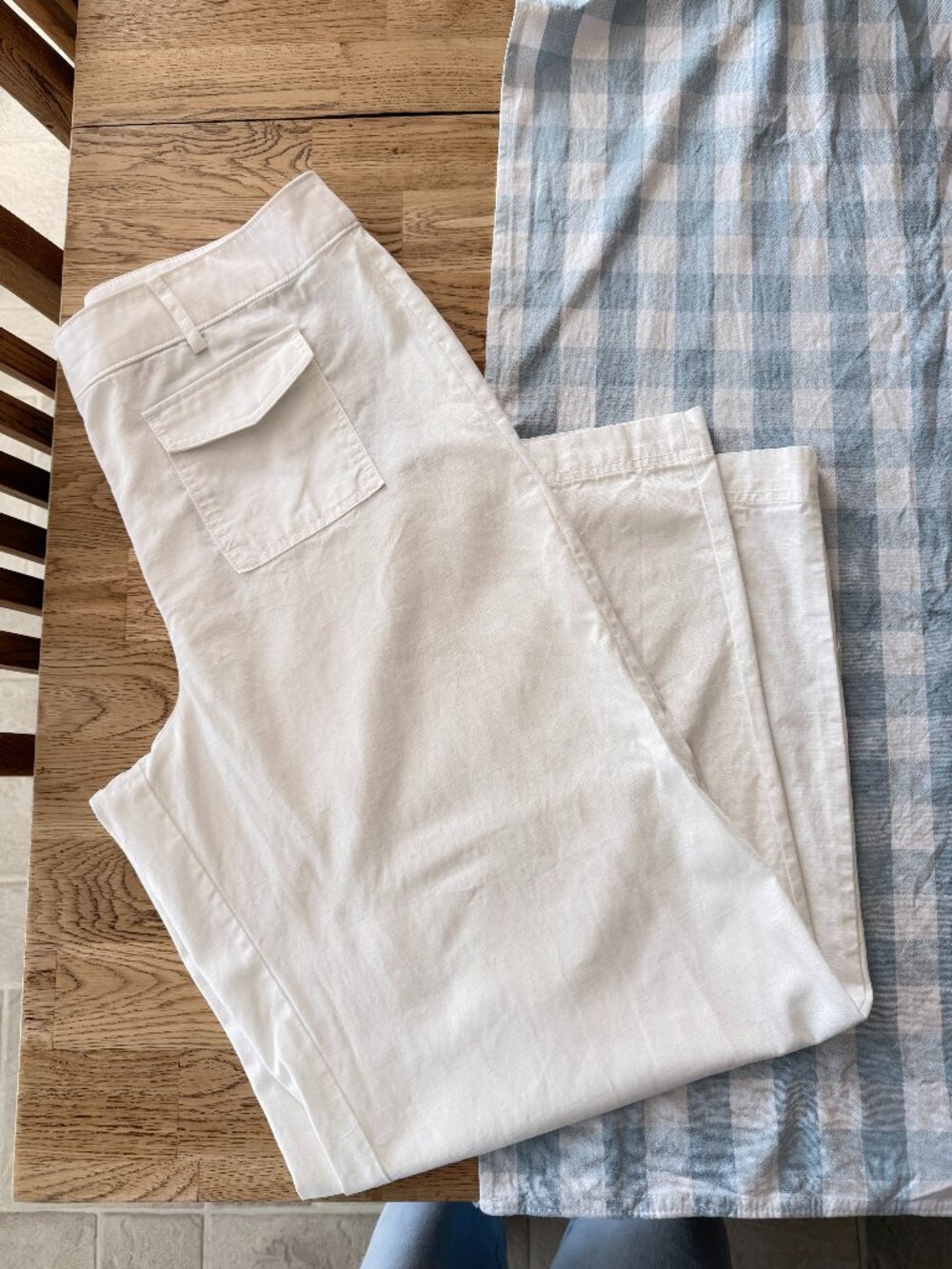 LOFT Cotton Stretch White Wide Leg Trousers Sz 12